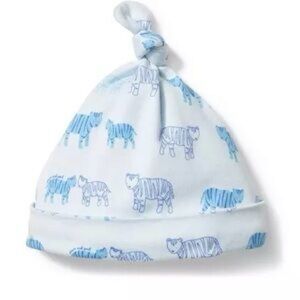 New - Janie and Jack Blue and White Tiger Knotted Baby Hat